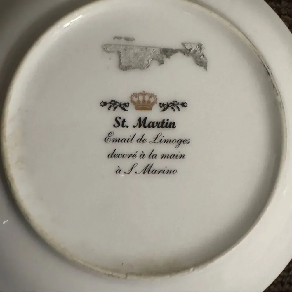 St. Martin Email de Limoges Decore a La Main a.f. Marino Floral Cup Print Saucer